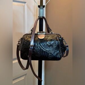 Patricia Nash Tooled Leather Satchel Metallica Tabasco Fields NWT Rare